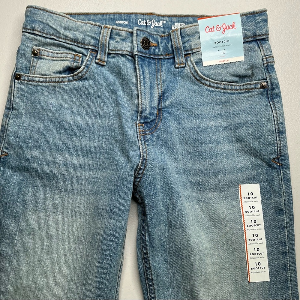 Cat And Jack Women’s Jeans Bootcut Washed Denim Adjustable Waist Jeans Sz 10 New